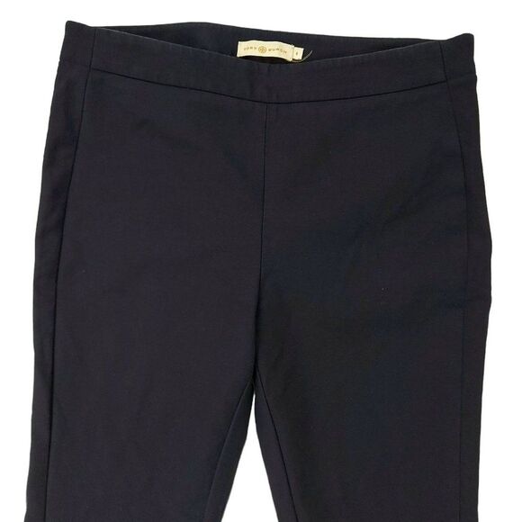 Tory Burch Trouser Pants Womens 6 Navy Flat Front Slim Straight Stretch Side Zip - Picture 2 of 14